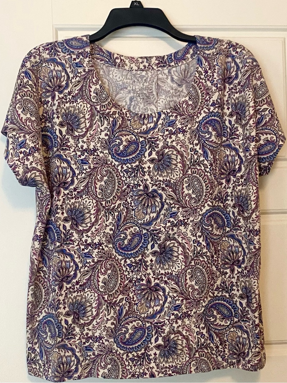 NWT J Jill Supima Scoop Neck, Pleat Back Top Sz LT